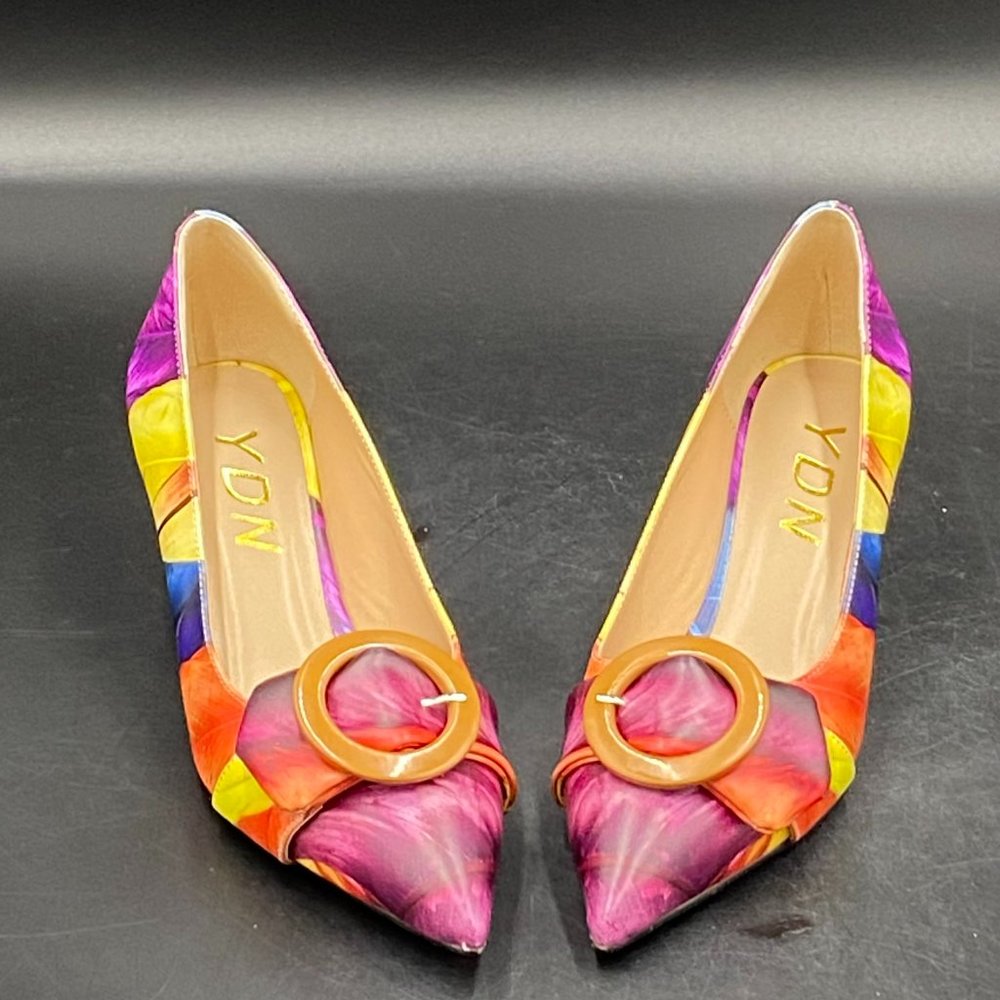 YDN Women's Multicolor Pointed Toe Heels #1 - Picture 2 of 7